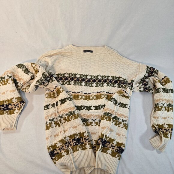 U.S.A. Vintage Eclectic Grandpa Academia Fisherman IVORY Sweater Oversized XL T - Picture 10 of 16